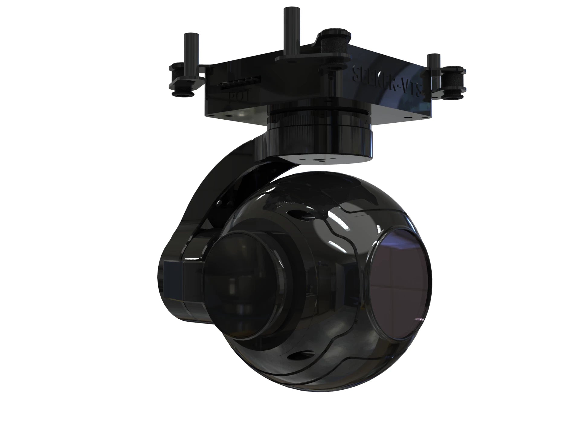 Small three-axis stabilized gimbal frame UAV pod housing